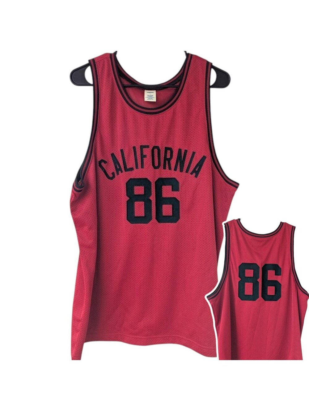 Vintage Y2K Old Navy California 86 Basketball Jersey Mens L Mesh Tank Top Red